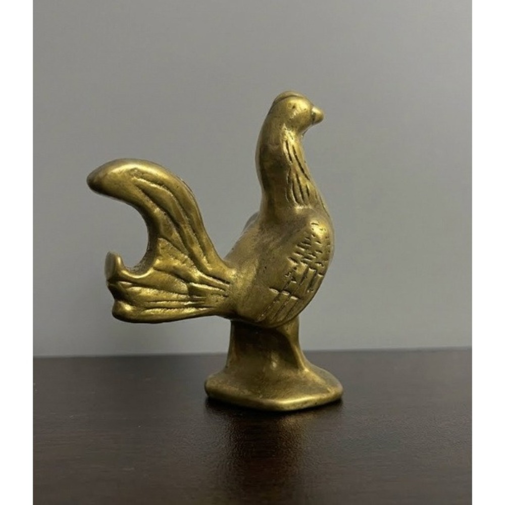 Vintage Solid Brass Rooster Bird Bottle Opener Figurine Made in Canada MCM